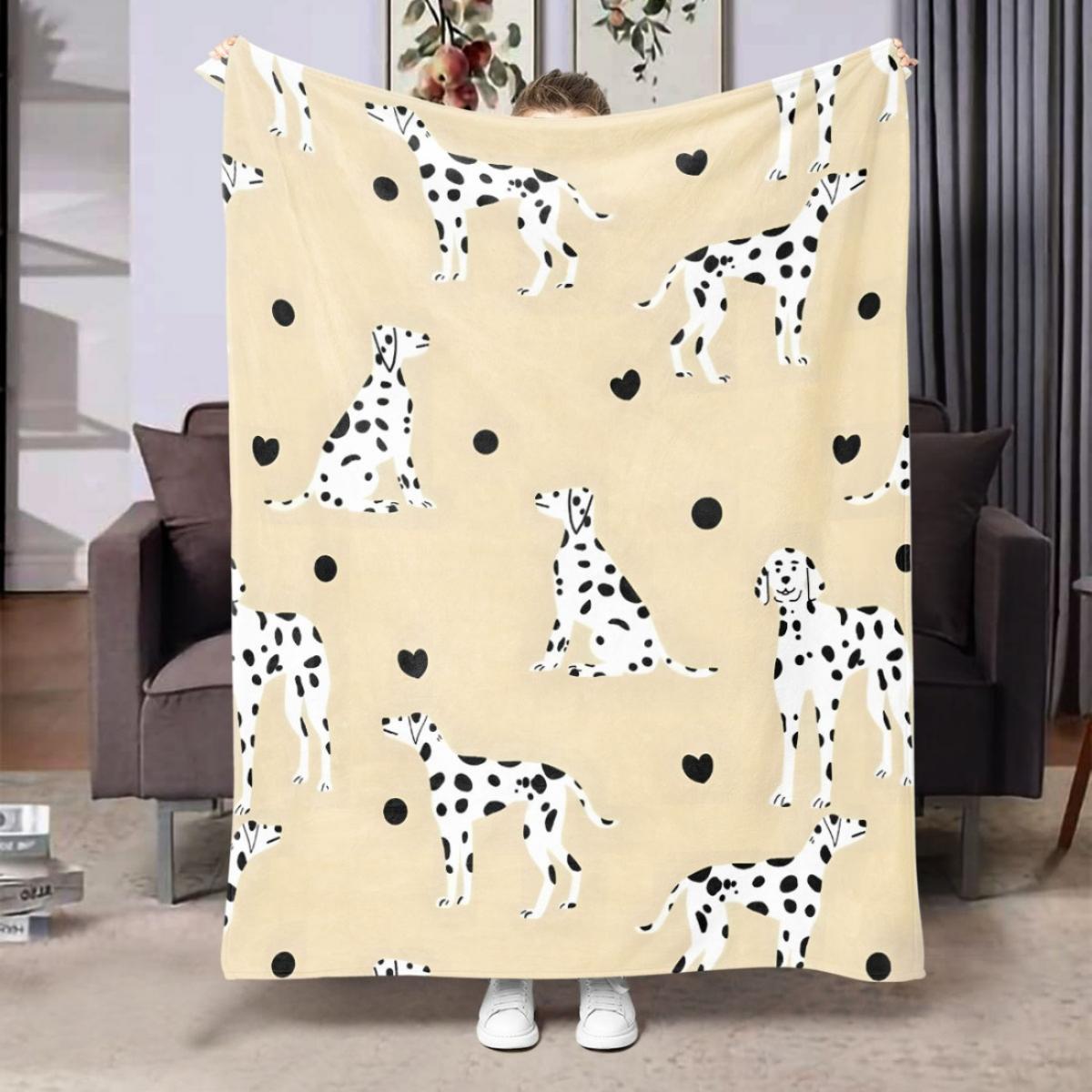Manta de franela con estampado dálmata: suave y cálida, adecuada para sofás, camas, camping y como regalo navideño para 75cmx90cm