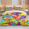 10 Sizes Fine Graffiti Pattern Bedding 3 Piece Set King Size Double Bed Bedding Set Microfiber or Polyester Duvet Cover Set