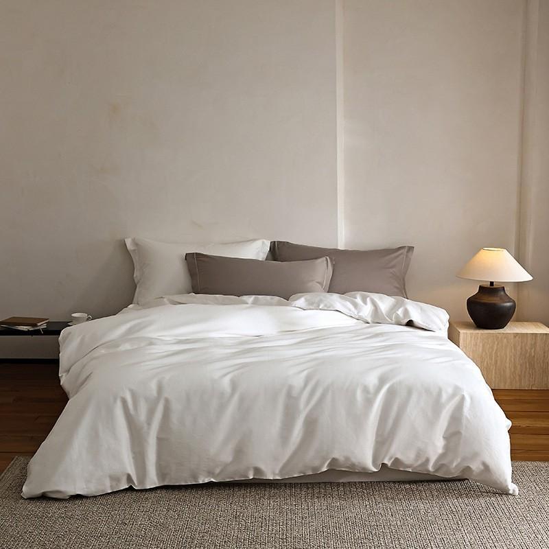 500TC Cotton Bed Sheet Set Solid Color Soft Breathable Bedding Modern Simple Style All Season Use