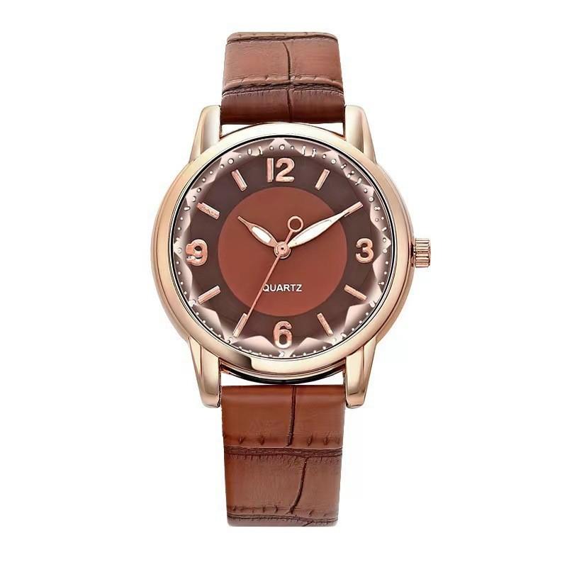 

Quartz Women S Watch Two-Color Dial Belt Women S Watch Creative Watch темно-коричневого кольору