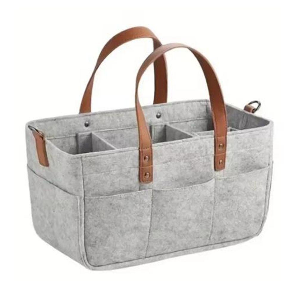 

Large Capacity Felt Diaper Storage Bag Foldable with Handle Infant Diaper Bag Portable Baby Stroller Hanging Bag Nursery світло-сірого кольору