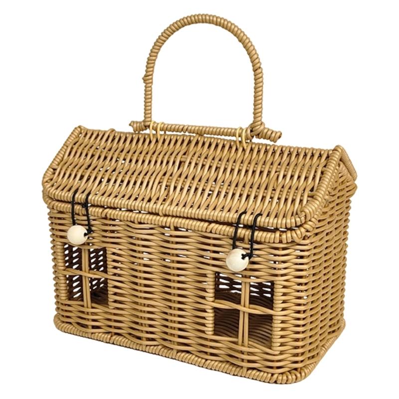 User Friendly Natural Rattan Creative House Shape Storage Basket for Home Decors Organization Picnics Gift Presentation 1460₽