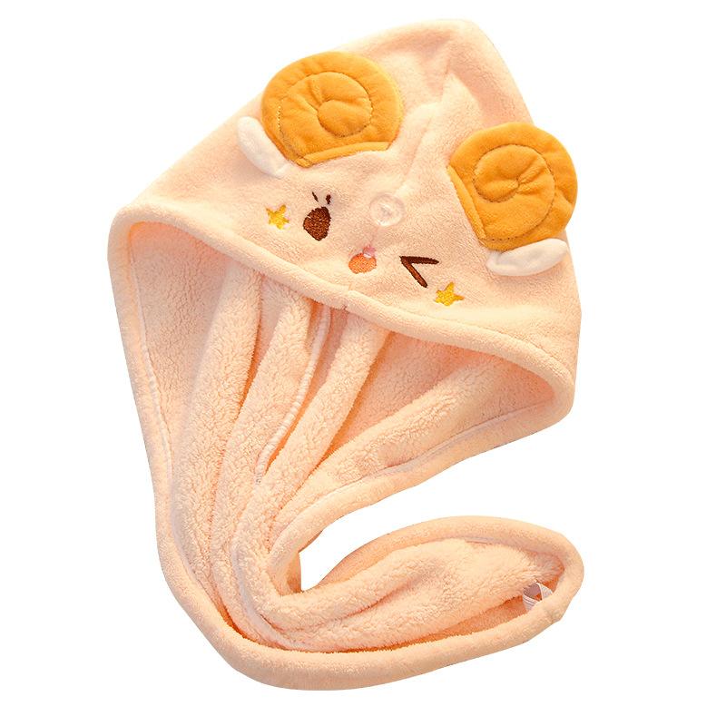 Cartoon Coral Velvet Star Hair Drying Cap Triangular Shower Cap Absorbent Hair Drying Towel