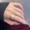 Medieval Copper-Plated Gold-Studded Diamond Pearl Open Ring Ring Ring Women'S Personality High-End Hand Jewelry
