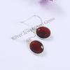 Oval Garnet Earrings: 925 Sterling Silver Bezel Earring