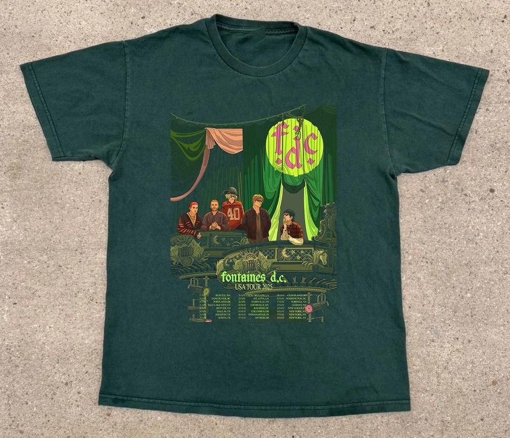 Fontaines D.C. Band USA Tour 2025 Forest Green T-Shirt Size S-5XL Comfort Colors Unisex T-Shirt L