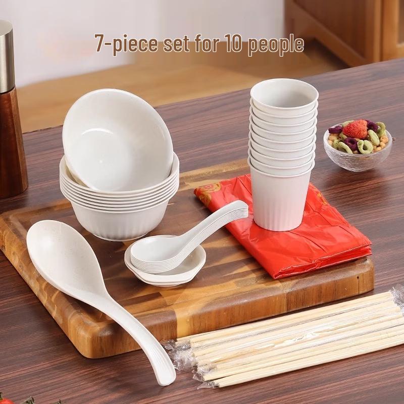 ZISIZ Bamboo Fiber Disposable Tableware Set