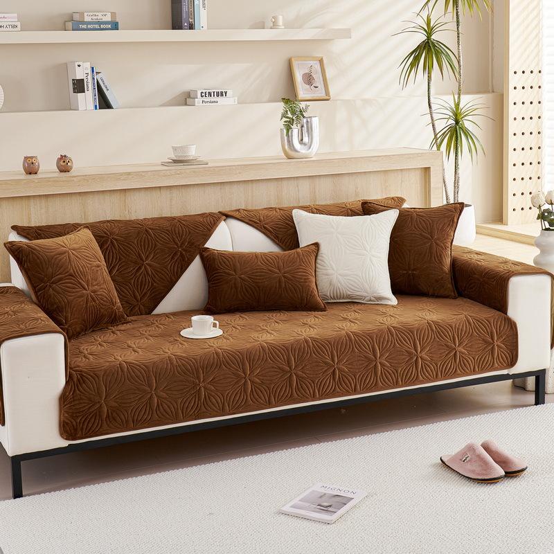 Winter Plush Sofa Cushion Non-Slip Simple Modern Thickened Seat Cushion Living Room Backrest Winter Leather Sofa Cover Cover Towel