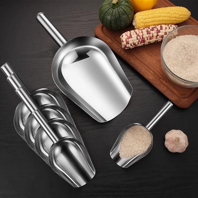 Food Grade Stainless Steel Multi-use Shovel: Ideal for Flour, Dried Fruit, Seeds, Sugar, Rice, and Grains