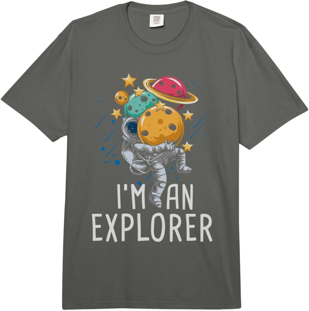 Astronaut Bowling Planets Explorer Graphic Print Casual Mens Cotton Short Sleeve TShirt