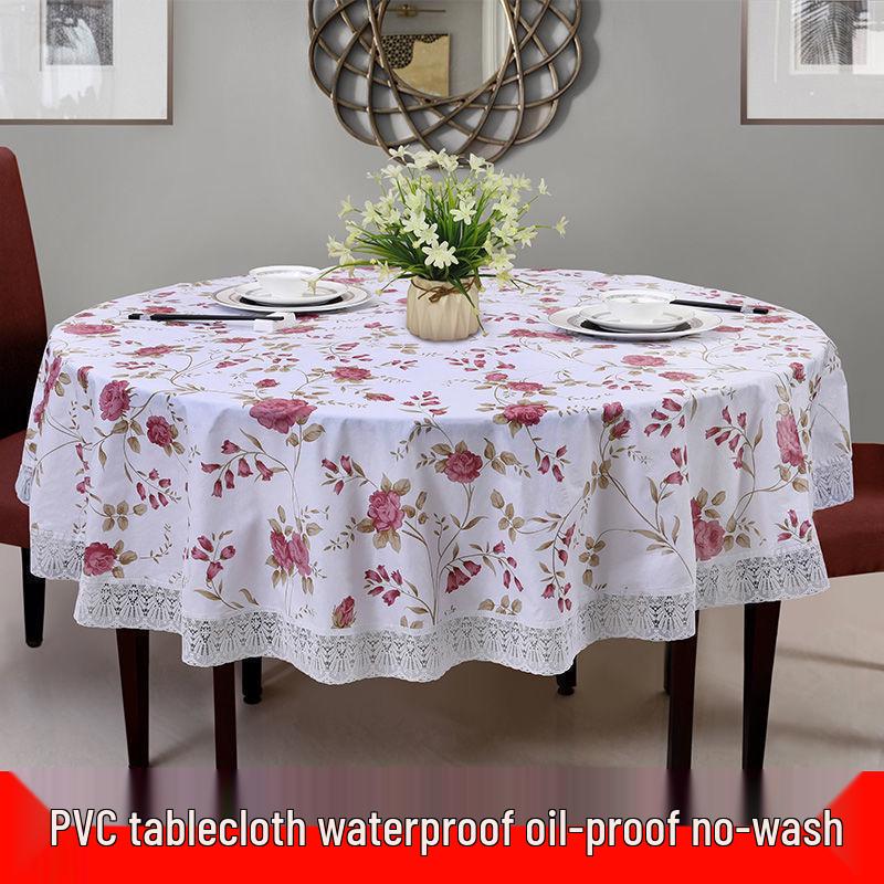 High-Grade Waterproof, Oil-Proof, Non-Slip, Thick Round Tablecloth for Home and Restaurant Use