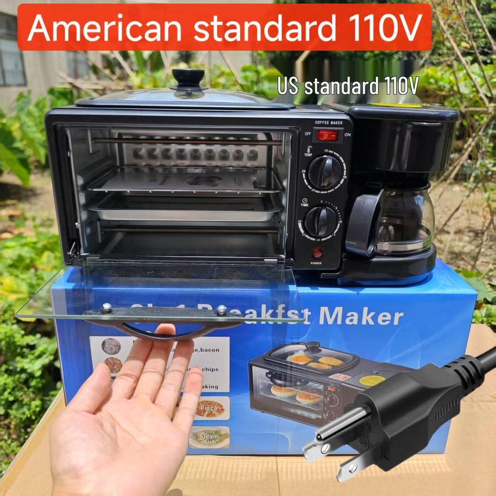 Multifunctional All-in-One Breakfast Maker: Coffee Machine, Toaster & Oven with Smart Timer