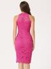 Allegra K Lace Bodycon Dress, Halter Neck, Sleeveless, Cocktail, Sheath, Elegant, Women's, Hot Pink, XS
