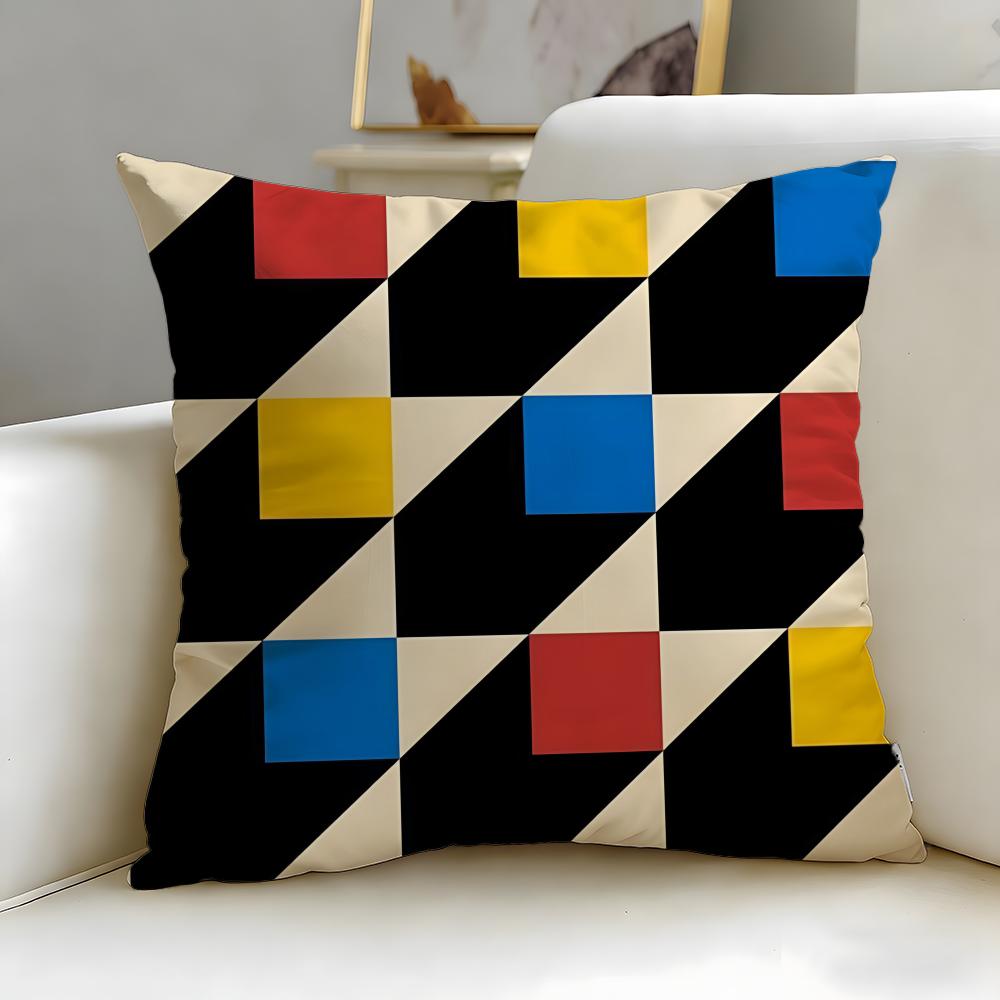 Classic Art Theme Bauhaus Geometry Cushion Cover Soft  EasyWash Pillow Case  Versatile for Couch Bed Travel and Office
