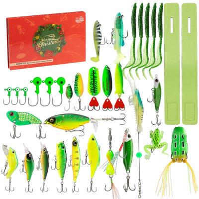 Merry Christmas Advent Calendar Fishing Christmas Countdown, Fishing Tackle Advent Calendar For Fish Adult Men Teen Boys 24-Day Countdown 24pcs