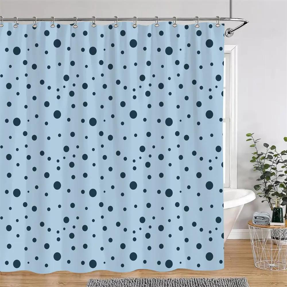 Perdea de duș cu buline, linie geometrică, colorată, culoare solidă, simplă, modernă, poliester, lavabilă, perdele de duș, decor pentru baie