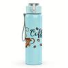 1PC Vintage Coffee Time Text 750ml Color Plastic Sports Water Bottle Leakproof Flip Straw Lid Suitable for Sports Office Home Use