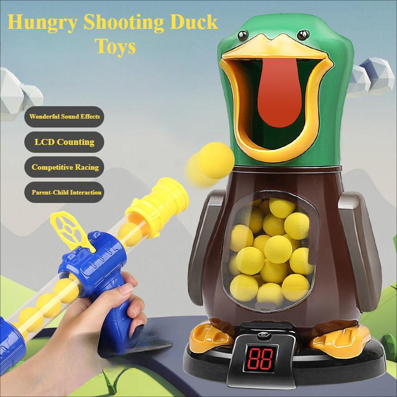 Hungry Shooting Duck Toys Air-Powered Soft Bullet Gun Electronic Scoring Hit Sound Effects Funny Battle Games Kids Toys Gifts
