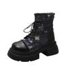 Martin Boots Women's Autumn and Winter New Old Thick-soled Denim Locomotive Breathable Thin Tooling Short Boots
