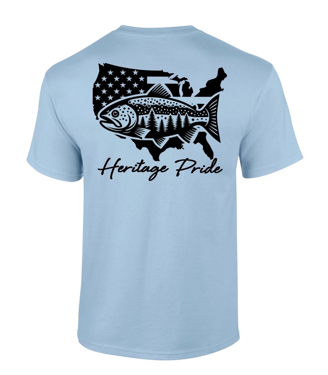 

Heritage Pride American Flag Trout Fishing Outdoors Short Sleeve T-Shirt L