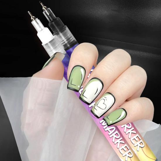 12Pcs Nail Art Graffiti Pens Ultra Fine Tip Manicure Marker DIY Nail