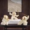 Cartoon Character Sculpture Samurai Swordsman Figure Figurine Resin Handicrafts Geometric Cartoon Figure Home Decoration