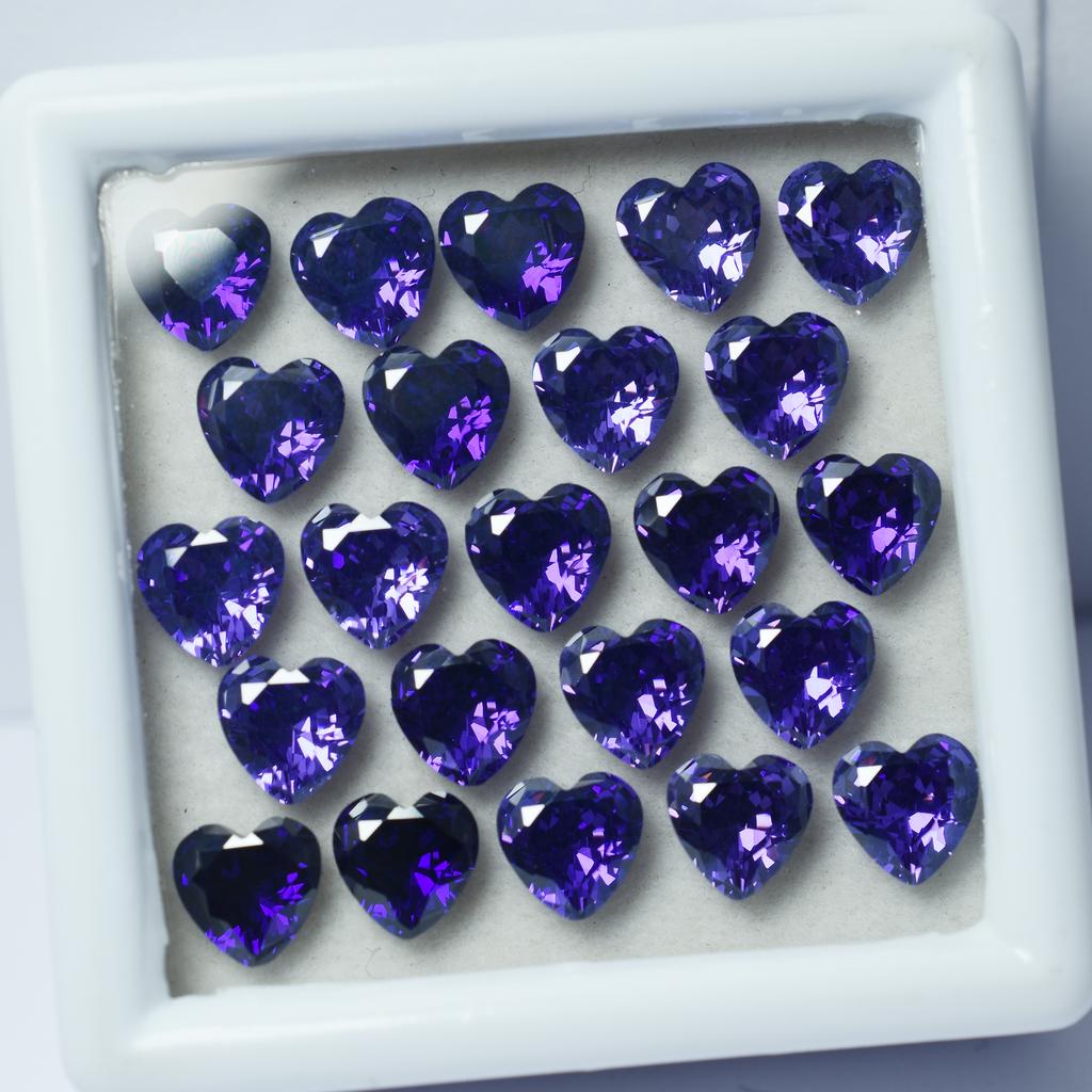 12 Pcs Lot Natural Purple Sapphire Heart Cut Certified Loose Gemstones