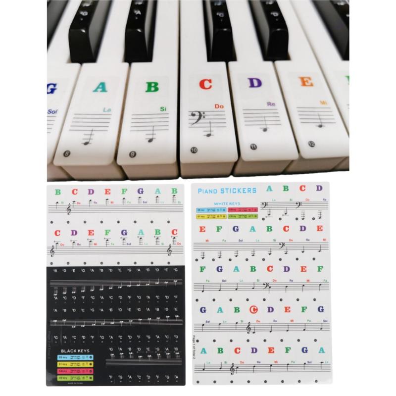 1 Set Beginner Letter Piano Sticker 88/61/54/49 Keys With Removable Colored Note Labels Piano Keyboard Stickers
