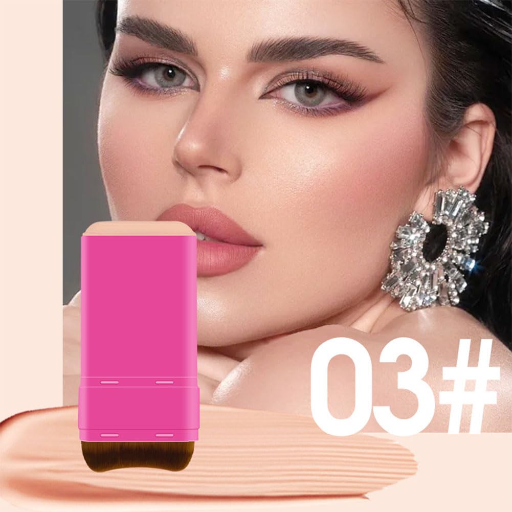 MIRUOKOU [2025 Dual Head Design] Foundation Stick with Brush, Natural Coverage, No Technique Required, Just Apply Directly, Long-lasting, Waterproof