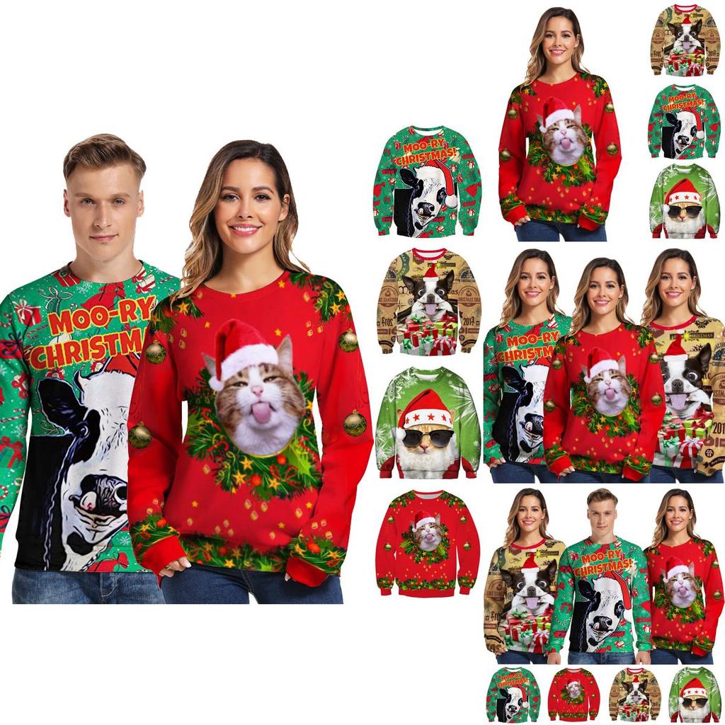 Luxuriously Soft Women Christmas Sweater Santa Claus Cat Dog Xmas Jumper Top