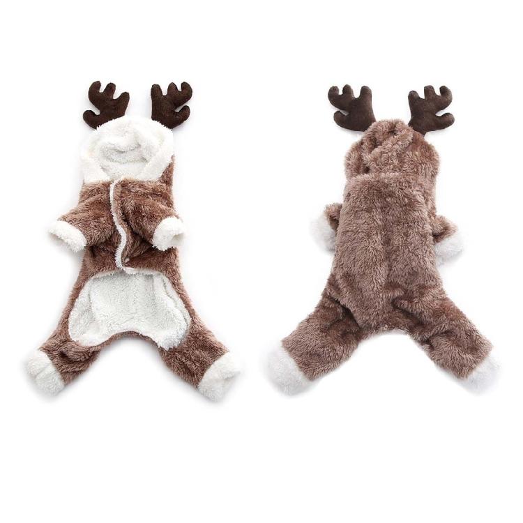 Pet Dog Clothes Winter Christmas Hoodie Soft Coat Button Closure for Small Dogs