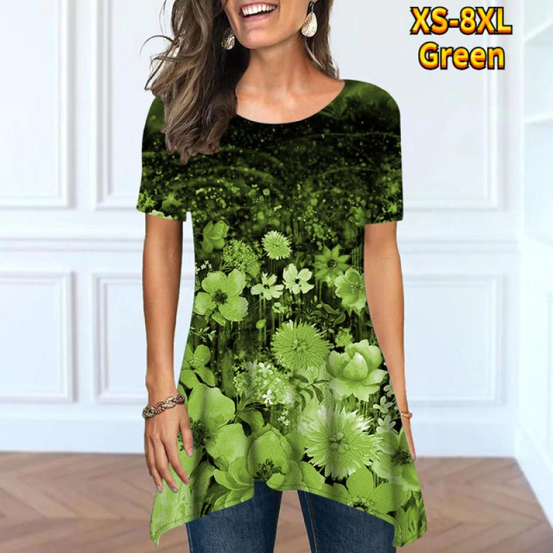 Moda Estiva Donna Comoda Streetwear Base Casual Manica Corta Girocollo Sotto il Top Aperto Largo XS-8XL