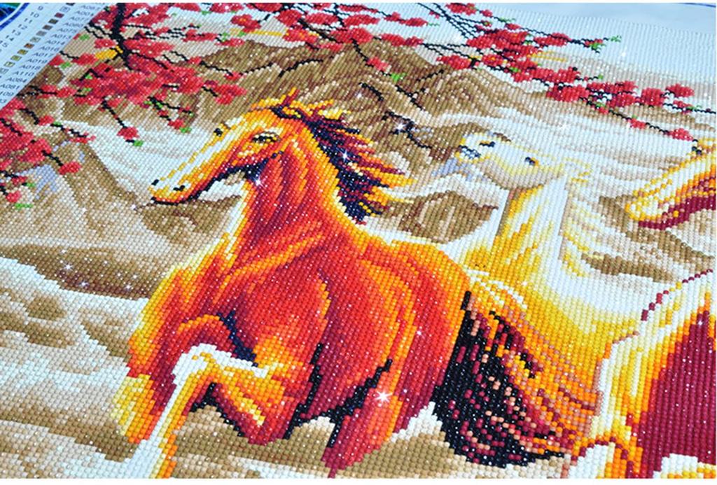 Instarry DIY 5D Diamond Art Painting, Full-Paste Wall Decor, Beaded Mosaic, Handmade Kit, Horse (150x60cm)