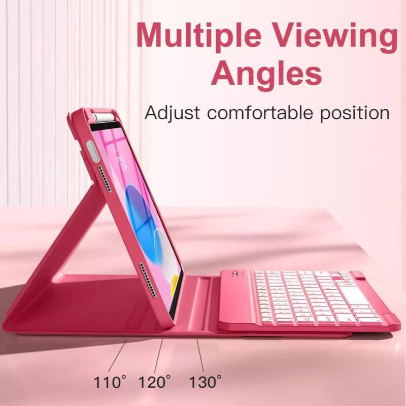 IPad Pro 11-inch Bluetooth Keyboard Case With Pen Slot Silicone Cover Smart Sleep Function RGB Backlit 10th Gen
