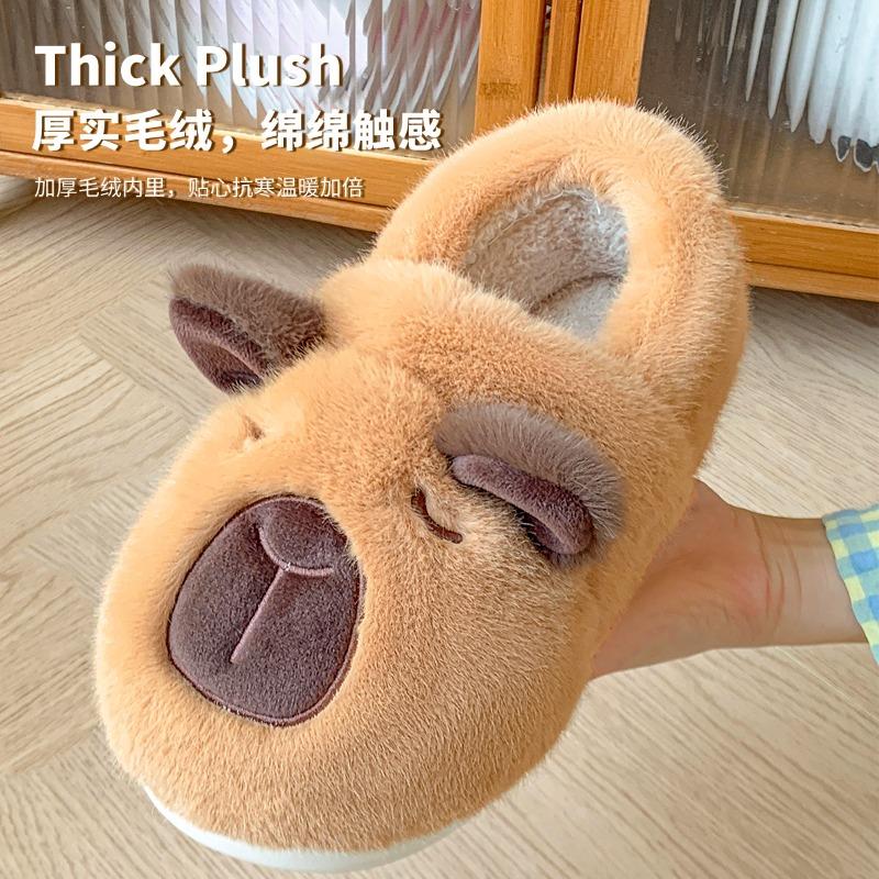 Cotton Shoes Women's Indoor Home Non-slip and Warm Couple's Home Bag Heel Soft-soled Winter Wool Slippers Men