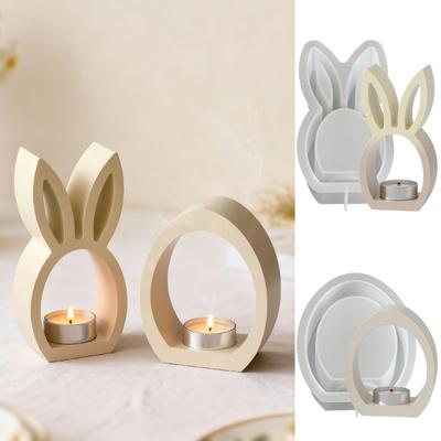 1 PC Silicone Easter Rabbit Mold, DIY Gypsum Concrete Hollow Rabbit Silicone Resin Mold for Casting