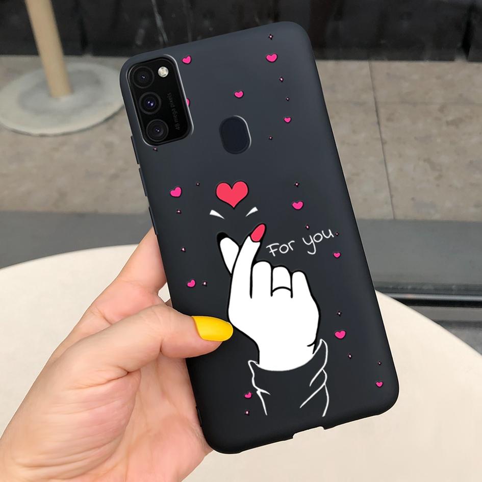 Pro Samsung M21 Pouzdro 6,4 palce Měkký Silikonový Kryt s Srdcem TPU Pro Samsung Galaxy M21 M 21 SM-M215F M215 Zadní Kryt Telefonu Funda