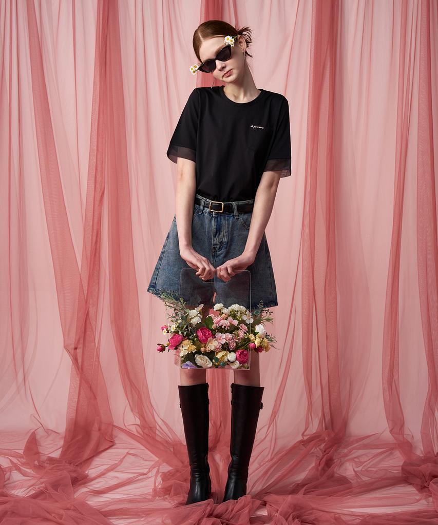 Pelimela Organza Point T-Shirt (Black)