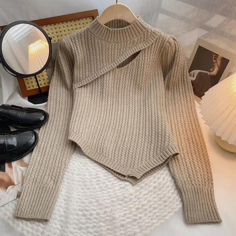 

Осенний пуловер с длинными рукавами и подвесным воротником, однотонный повседневный свитер, женская верхняя одежда, свитер XL хаки
