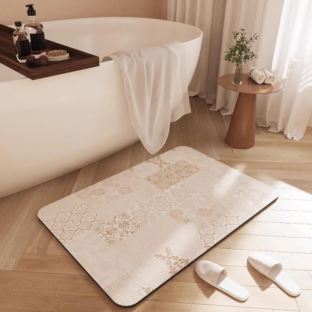 2 peças de tapete absorvente de lama diatomácea macia para banheiro, tapete de secagem rápida, tapete antiderrapante