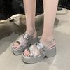 Mode 2025 Neue modische und vielseitige Keilsandalen Damen Plateau Schuhe High Heels Klobig Absatz Sommer Keilsandalen