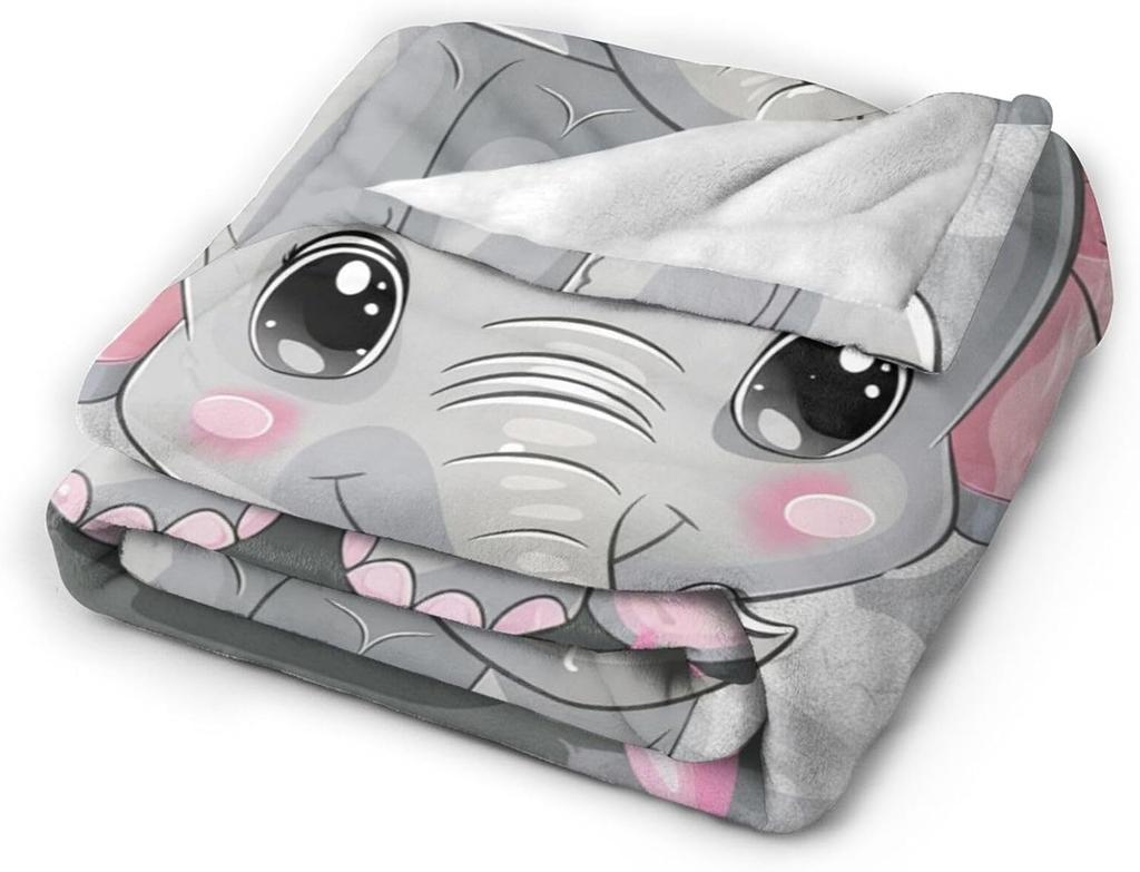 Elephants Fleece Blanket Super Soft Warm Cozy Fuzzy Plush Elephant Blanket Gifts for Girls Boys Kids Room Decor