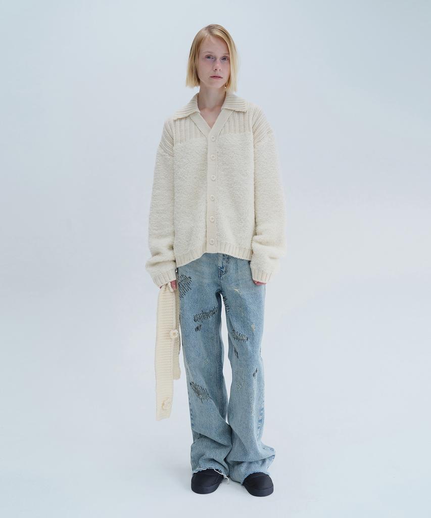 Daiaegeuneol Boucle Collar Knit Cadigan (Ivory)