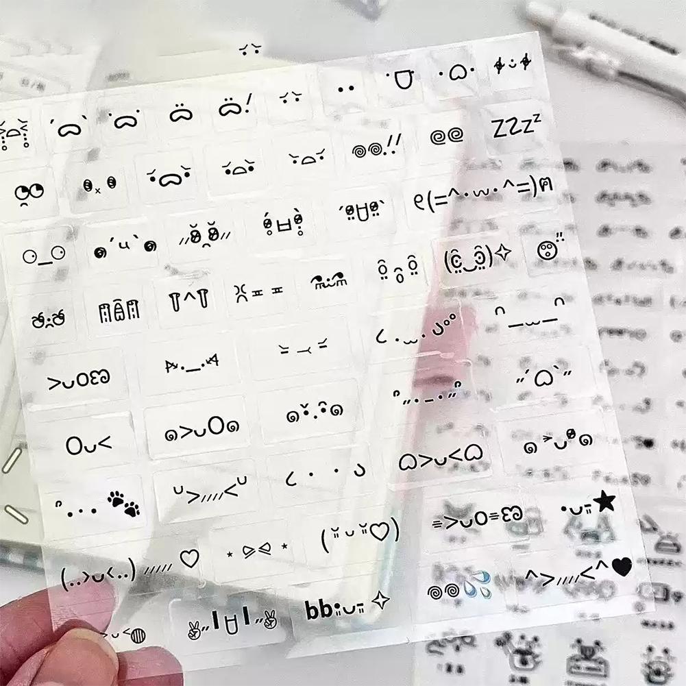 10pcs Cute Expression Scrapbook Sticker Korean Fashion Transparent Emoticon Journaling Sticker DIY Decor Sticker Kid Gift