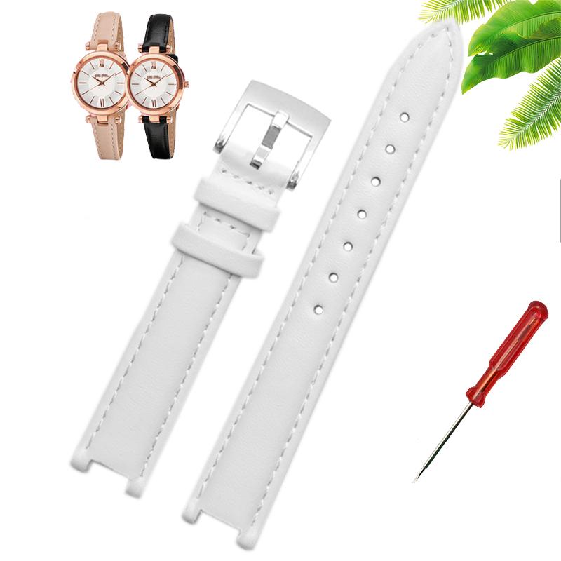 Genuine Leather Watch Band Women's Watch Strap for Folli Follie Lady Bubble Series Notch Pin Buckle Watch Bracelet 12MM 16MM 20
