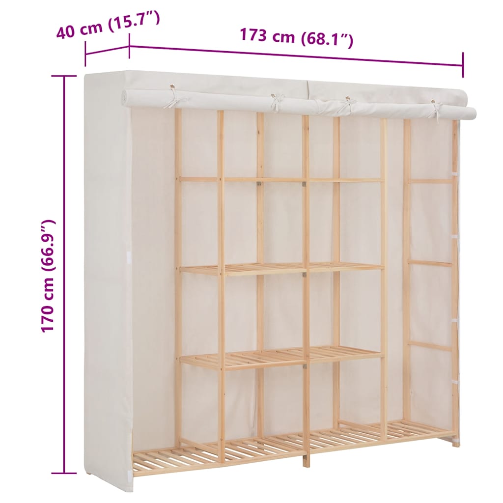 Wardrobe White 173 x 40 x 170 cm Fabric