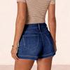 Women's Casual Slim Fit Denim Shorts with Stretch Fabric High Waist Button Closure and Front Pockets Summer Style
