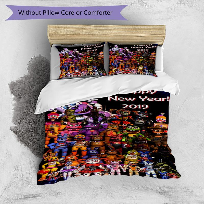 3pcs Duvet Cover Set (1*Duvet Cover + 2*Pillowcase, Without Core), Five Nights At Freddy's Print Bedding Set, Bedroom Decor, All‑Season, Birthday Gift