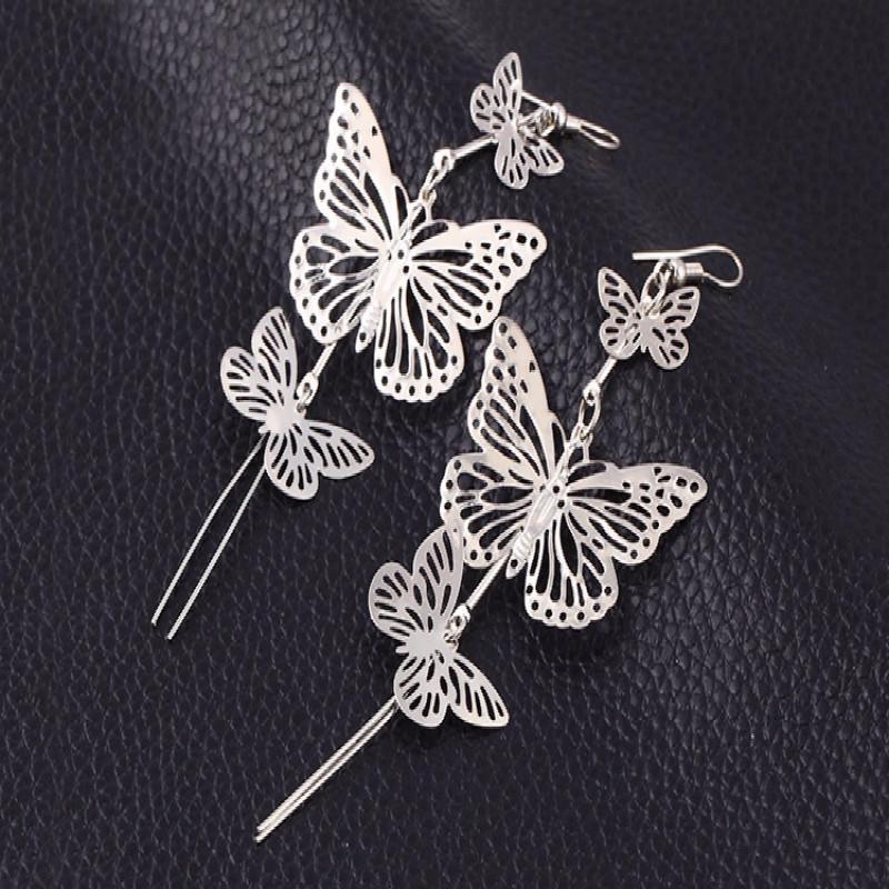 

Fashion Jewelry Simple and Elegant Wild Personality Female Butterfly Earrings Ear Jewelry срібний