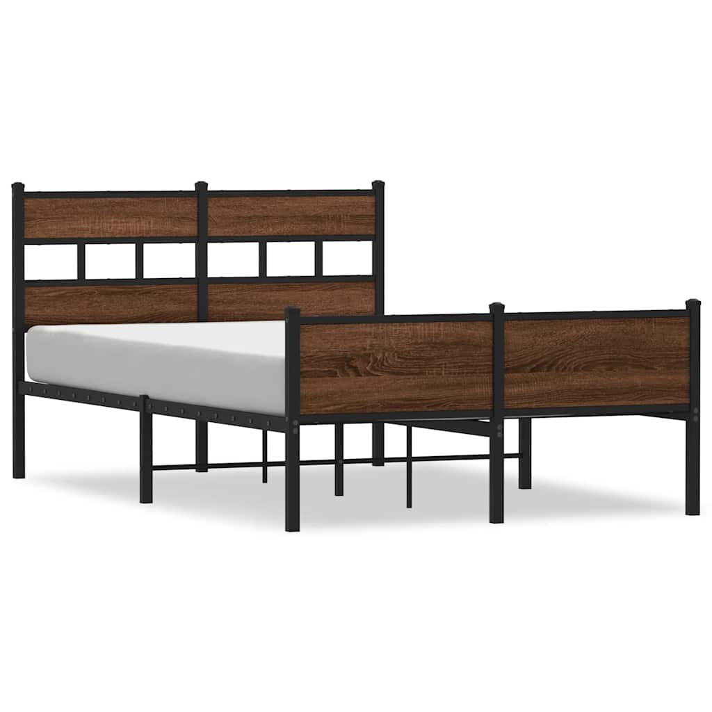 Bed Frame Without Mattress Brown Oak Effect 120 X 200 Cm Engineered Wood